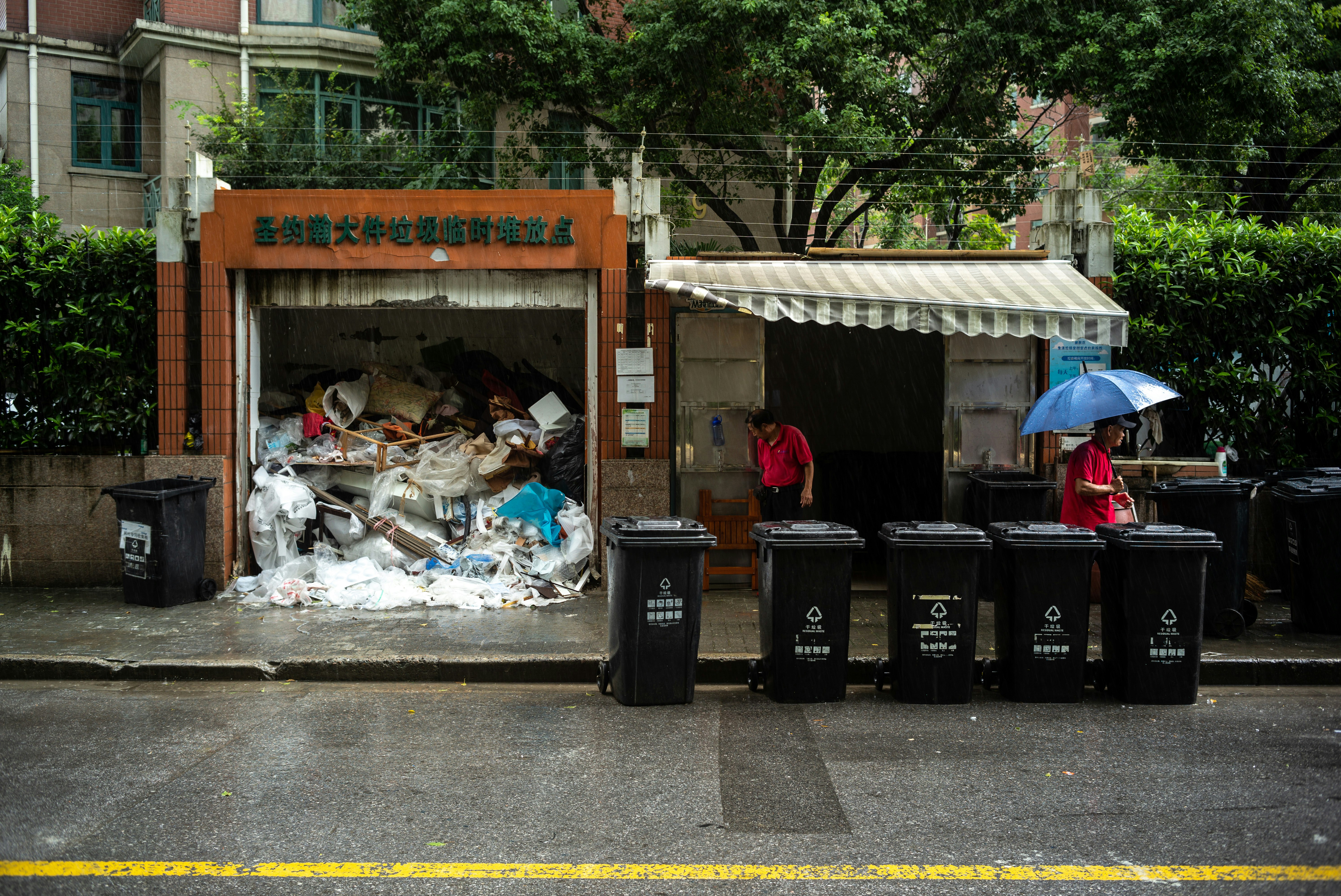 garbage on the street during daytime